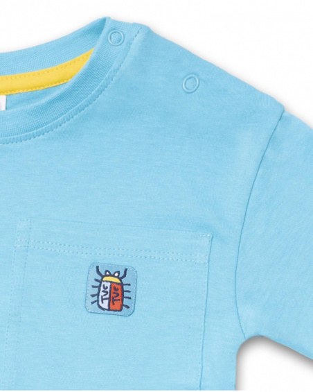 T-shirt long bleu en maille pour garçon Tiny Critters T-shirt long bleu en maille pour garçon Tiny Critters