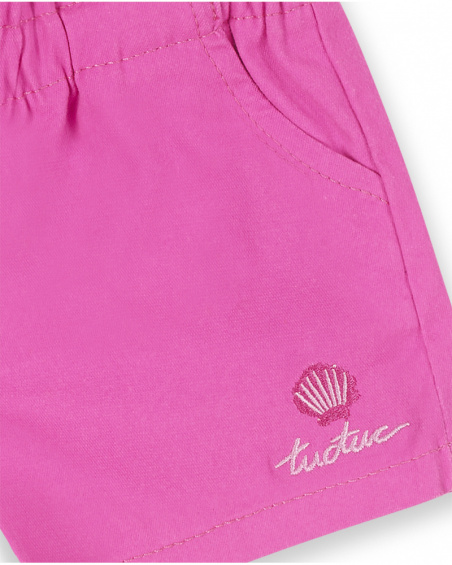 Short en twill fuchsia pour fille Seashell Short en twill fuchsia pour fille Seashell