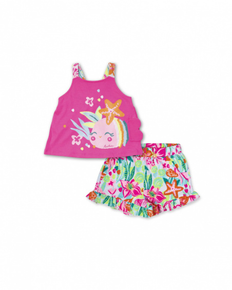 Ensemble tricoté fuchsia pour fille Seashell Ensemble tricoté fuchsia pour fille Seashell