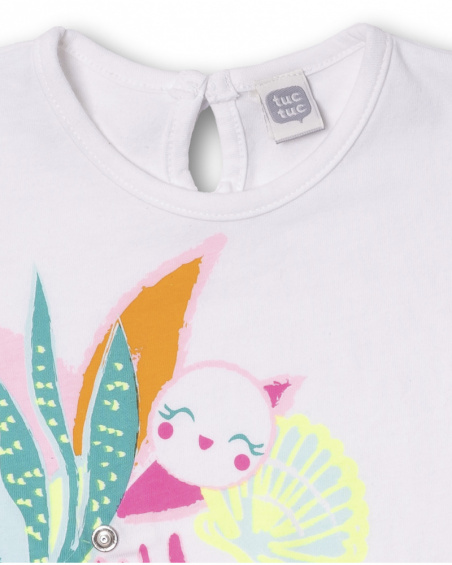 T-shirt blanc en maille pour fille Seashell T-shirt blanc en maille pour fille Seashell