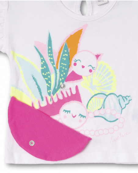 T-shirt blanc en maille pour fille Seashell T-shirt blanc en maille pour fille Seashell