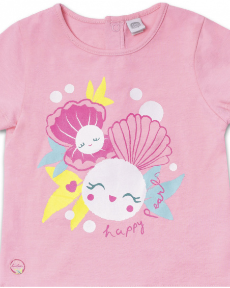 T-shirt en maille fuchsia pour fille Seashell T-shirt en maille fuchsia pour fille Seashell