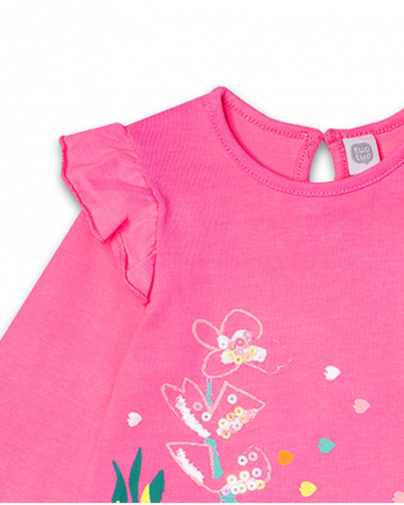 T-shirt long en maille fuchsia pour fille Seashell T-shirt long en maille fuchsia pour fille Seashell
