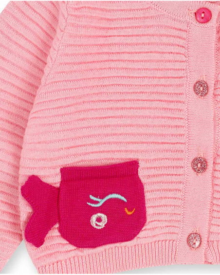Veste en maille coquillage fille rose Veste en maille coquillage fille rose
