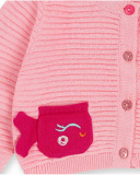 Veste en maille coquillage fille rose Veste en maille coquillage fille rose