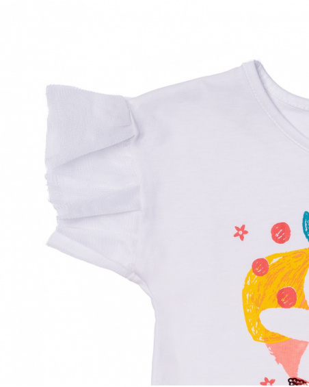 T-shirt blanc en maille à volants pour fille Juicy T-shirt blanc en maille à volants pour fille Juicy