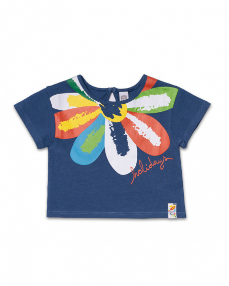 T-shirt bleu en maille pour fille Holidays T-shirt bleu en maille pour fille Holidays
