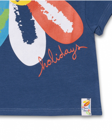 T-shirt bleu en maille pour fille Holidays T-shirt bleu en maille pour fille Holidays
