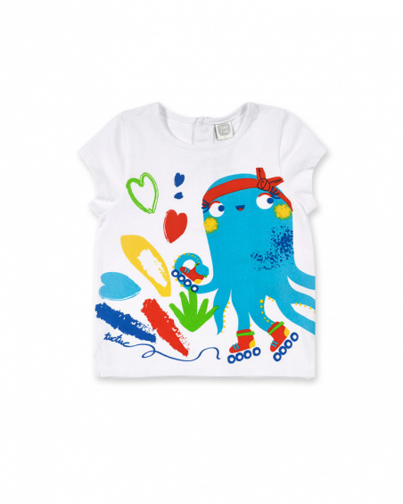 T-shirt blanc en maille pour fille Holidays T-shirt blanc en maille pour fille Holidays