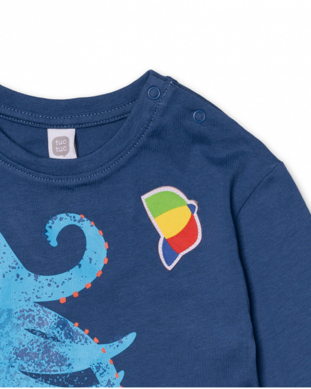 T-shirt long bleu en maille pour garçon Holidays T-shirt long bleu en maille pour garçon Holidays