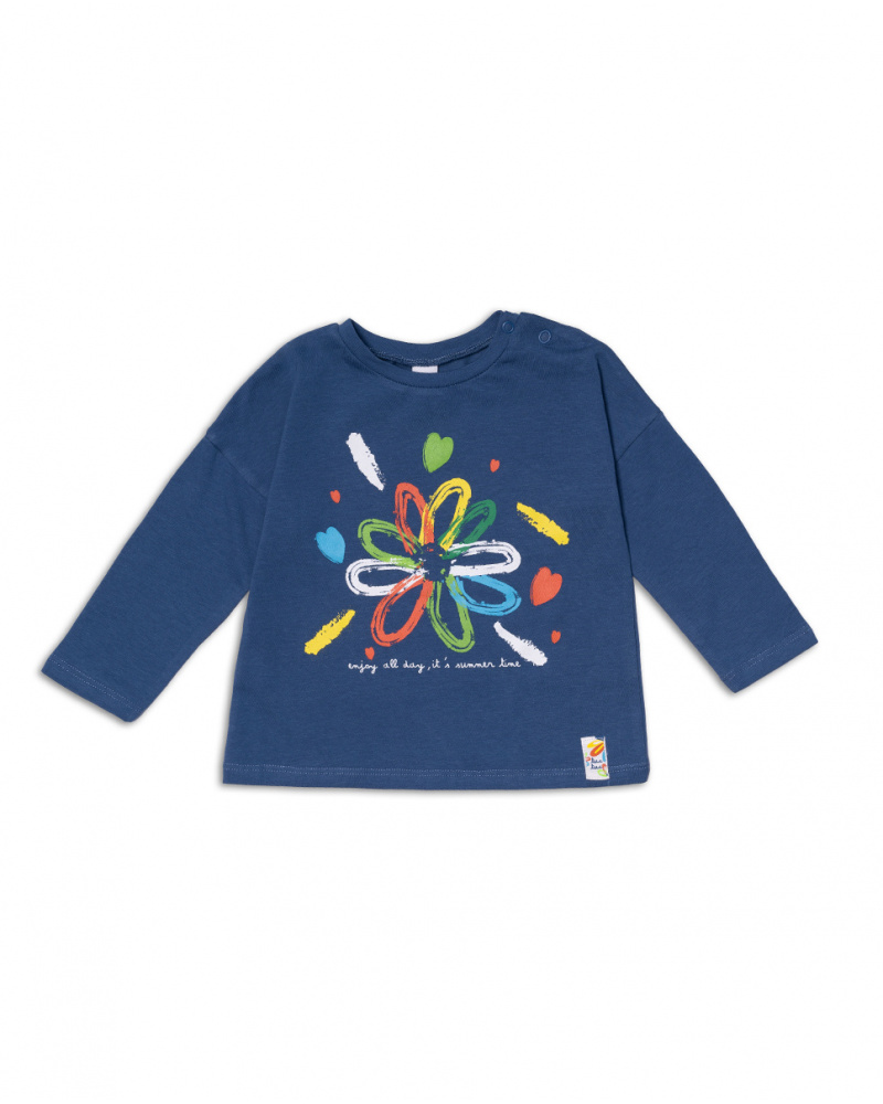 T-shirt long bleu en maille pour fille Holidays