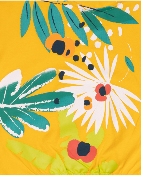 T-shirt en maille jaune pour fille Tropic Feelings