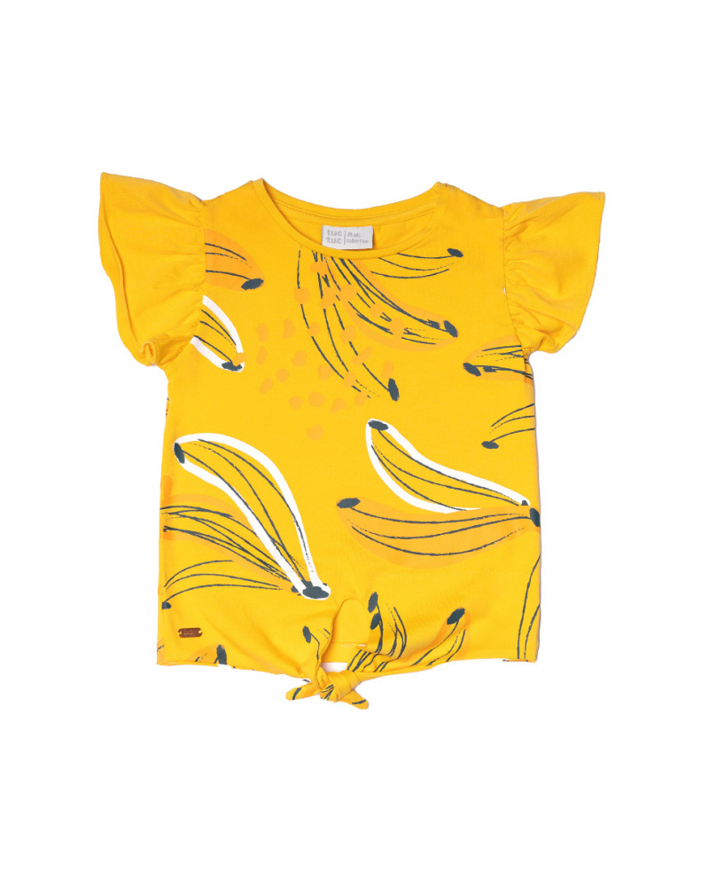 T-shirt en maille en tricot jaune pour fille Tropic Feelings