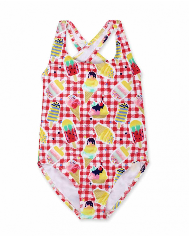 Maillot de bain vichy rouge fille Really Sweet