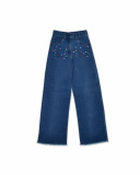 Pantalon denim jupe-culotte bleu pour fille Really Sweet Pantalon denim jupe-culotte bleu pour fille Really Sweet