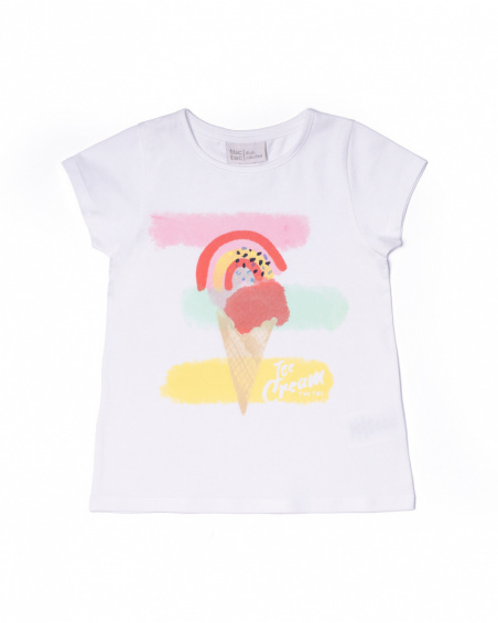 T-shirt blanc en maille pour fille Really Sweet T-shirt blanc en maille pour fille Really Sweet