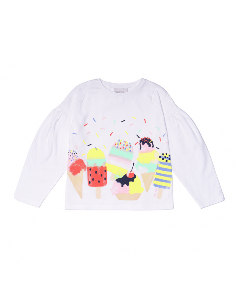 T-shirt long en jersey blanc pour fille Really Sweet