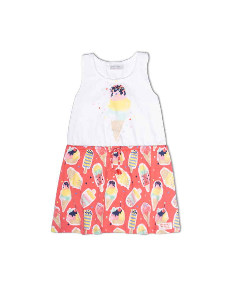 Robe en maille rouge blanc pour fille Really Sweet