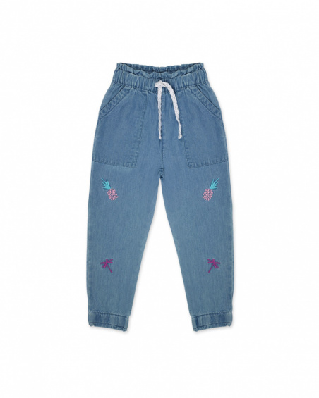 Pantalon long denim bleu fille Malibu Pantalon long denim bleu fille Malibu