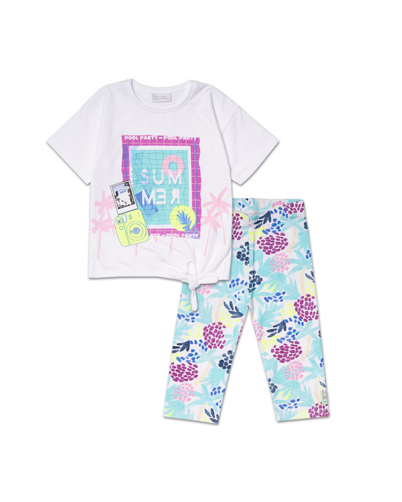 Ensemble blanc en maille et imprimé Malibu girl