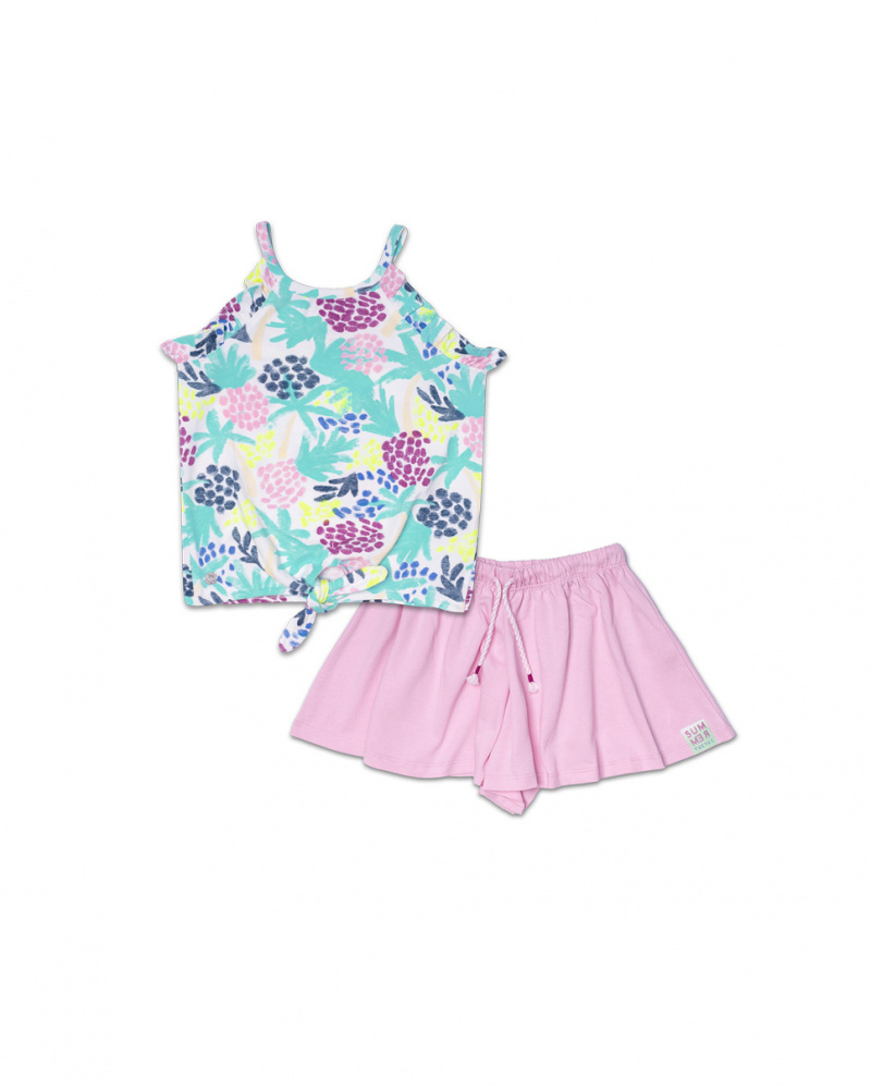 Ensemble maille et imprimé violet fille Malibu