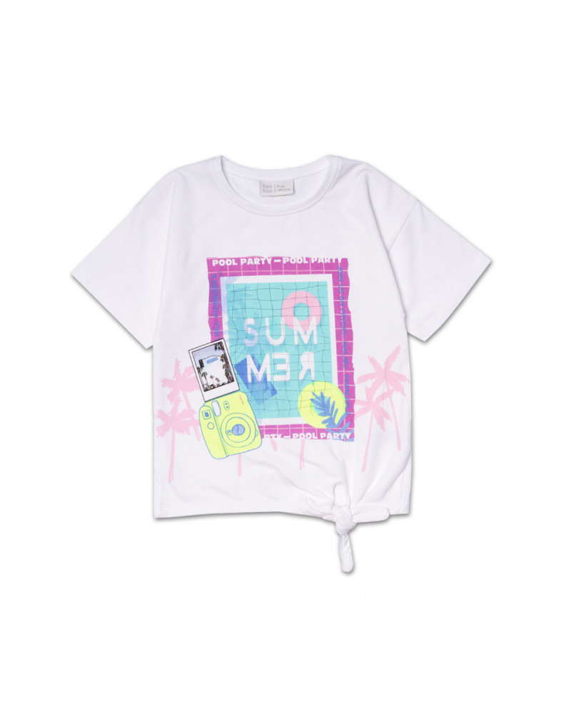T-shirt blanc en maille pour fille Malibu