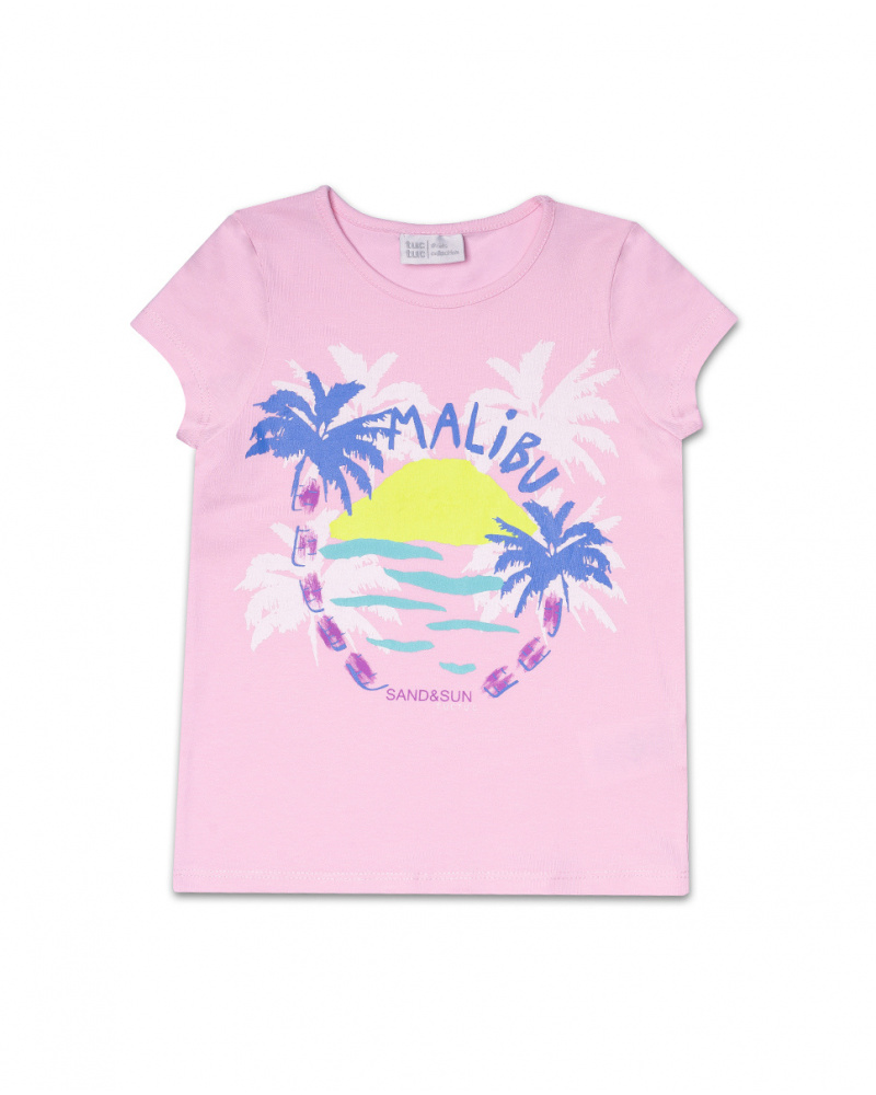 T-shirt en maille rose pour fille Malibu