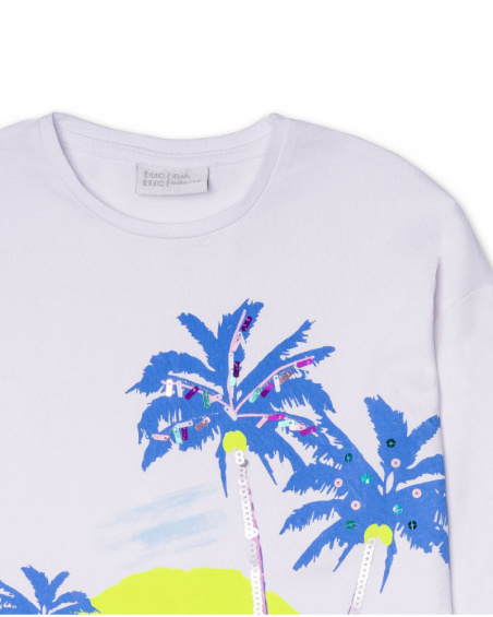 T-shirt long en jersey blanc pour fille Malibu T-shirt long en jersey blanc pour fille Malibu