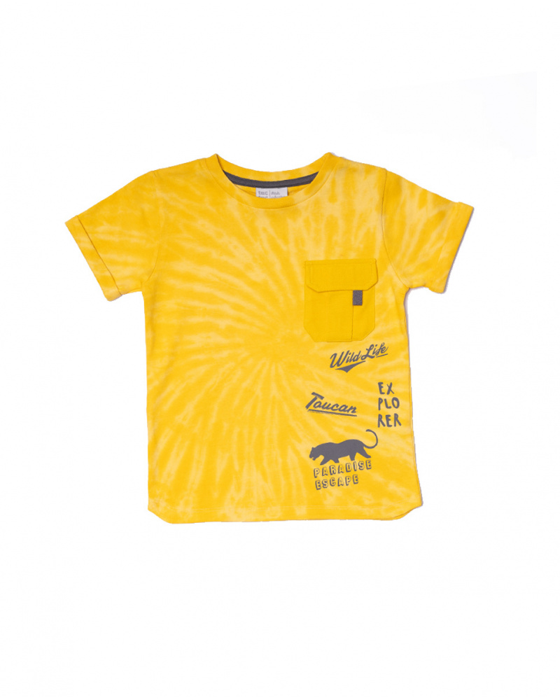 T-shirt jaune en maille tie-dye garçon Lost Paradise