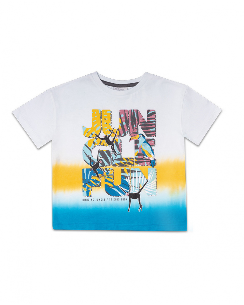T-shirt en maille blanc 'Jungle' garçon Lost Paradise