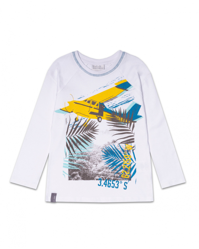 T-shirt long blanc en maille pour garçon Lost Paradise