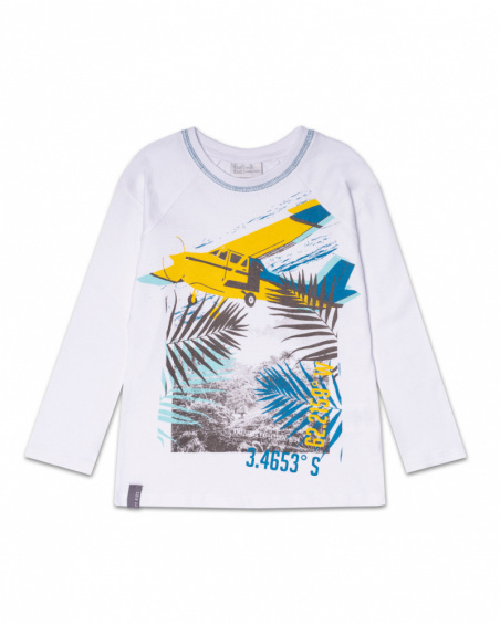 T-shirt long blanc en maille pour garçon Lost Paradise T-shirt long blanc en maille pour garçon Lost Paradise