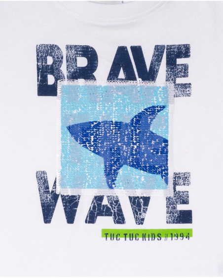 T-shirt blanc en maille 'brave wave' garçon Diving Adventures T-shirt blanc en maille 'brave wave' garçon Diving Adventures