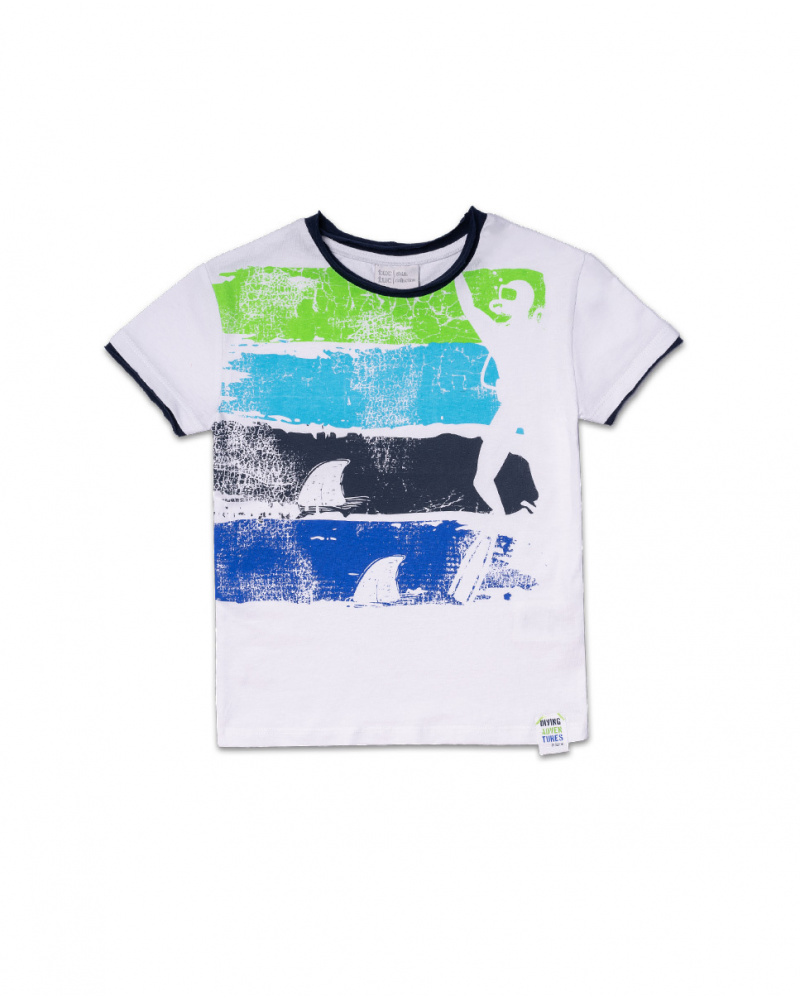 T-shirt en maille à rayures blanches pour garçon Diving