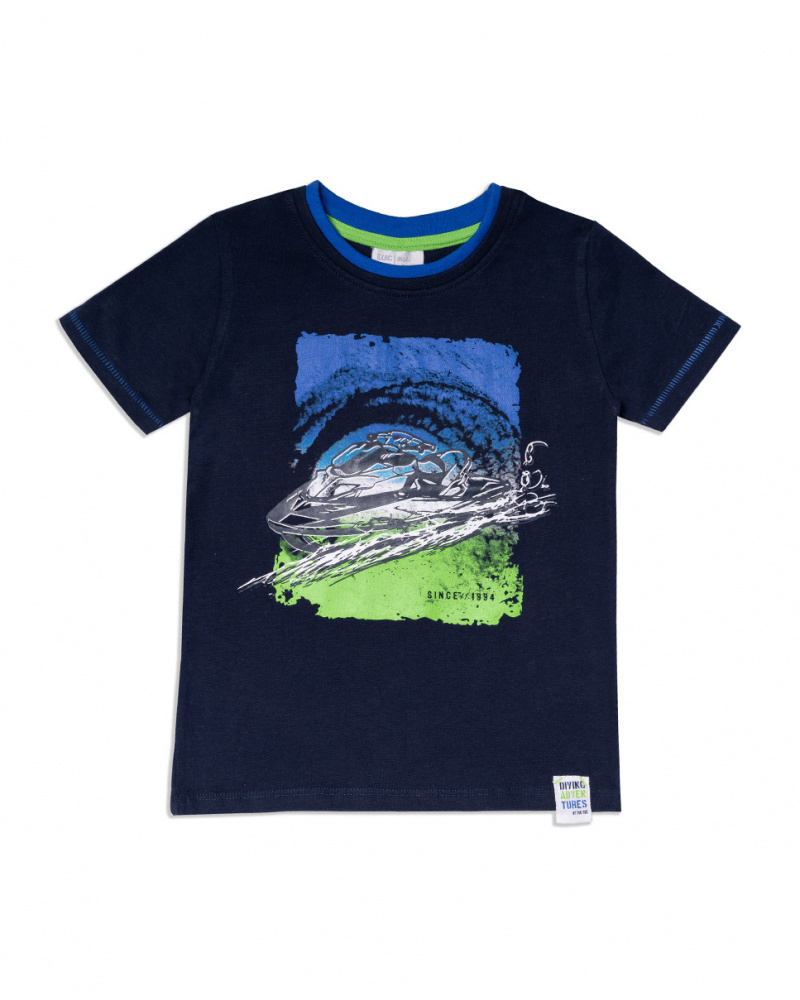 T-shirt en maille bleu pour garçon Diving Adventures