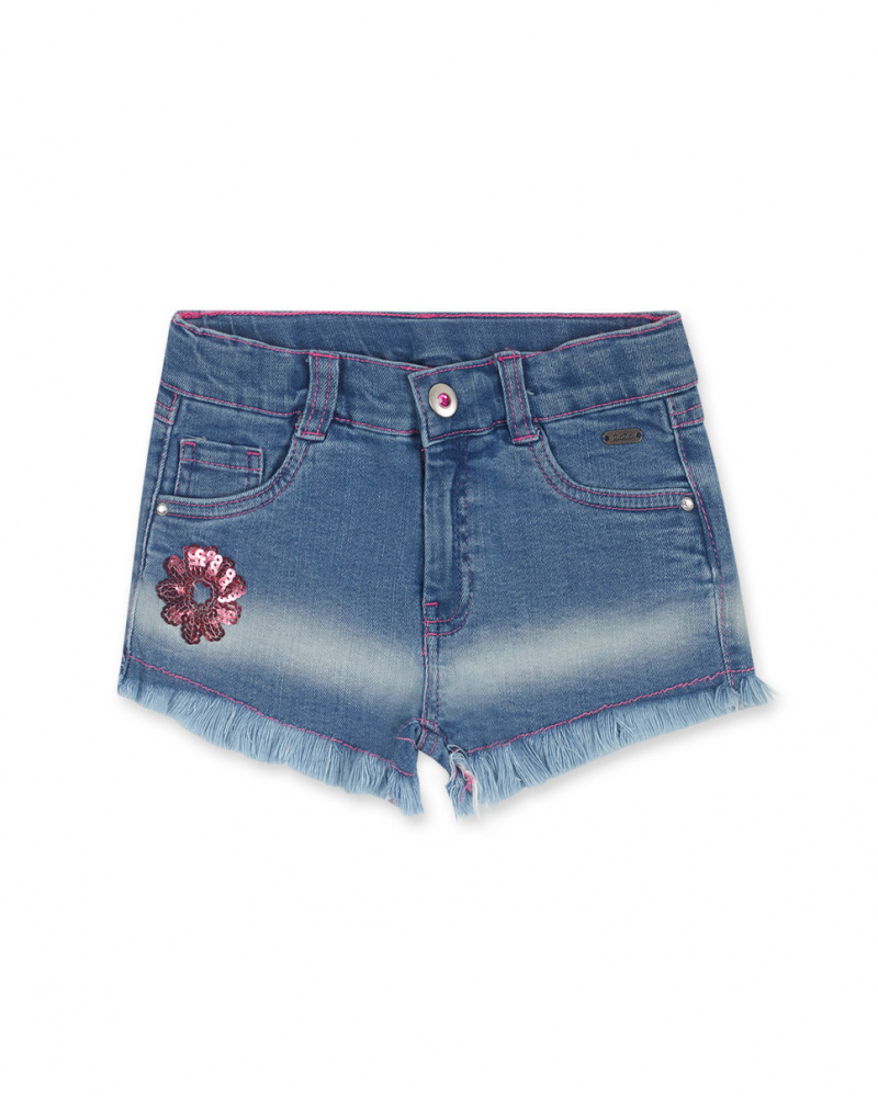 Short en jean bleu pour fille Amazonia