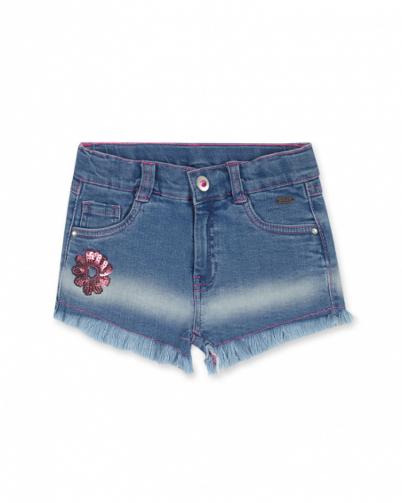 Short en jean bleu pour fille Amazonia Short en jean bleu pour fille Amazonia