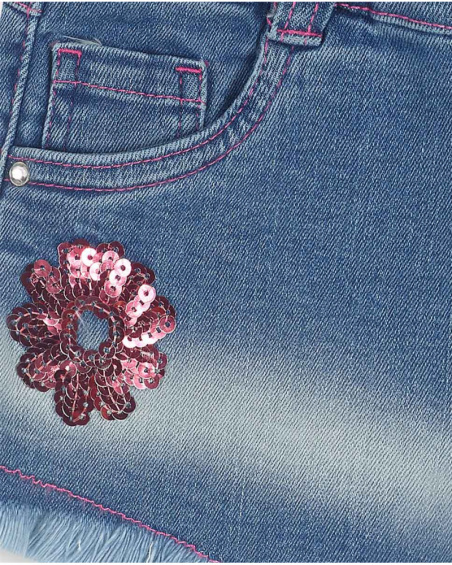 Short en jean bleu pour fille Amazonia Short en jean bleu pour fille Amazonia