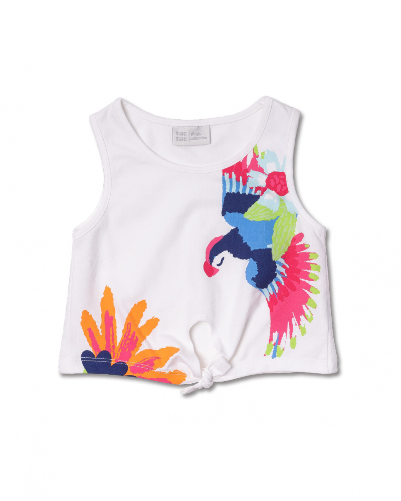 T-shirt blanc en maille fille Amazonia