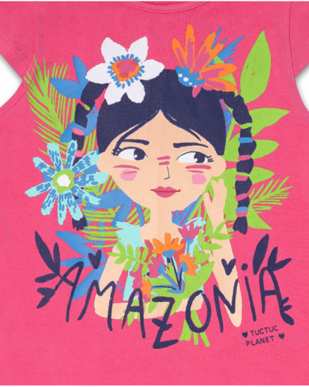 T-shirt Amazonia fille fushia en maille T-shirt Amazonia fille fushia en maille
