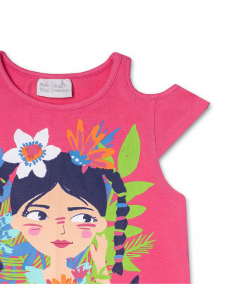 T-shirt Amazonia fille fushia en maille T-shirt Amazonia fille fushia en maille