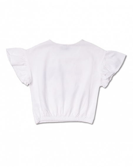 T-shirt coeur tricoté fille Amazonia blanc T-shirt coeur tricoté fille Amazonia blanc