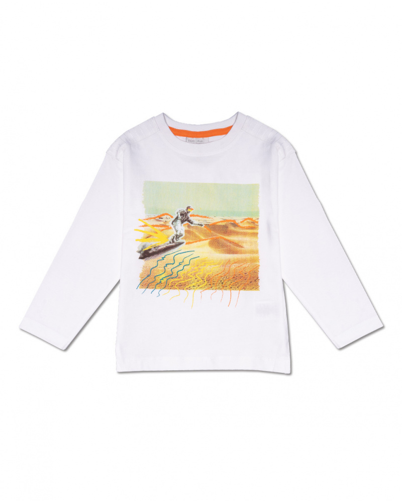 T-shirt long en maille blanc pour garçon All Terrain