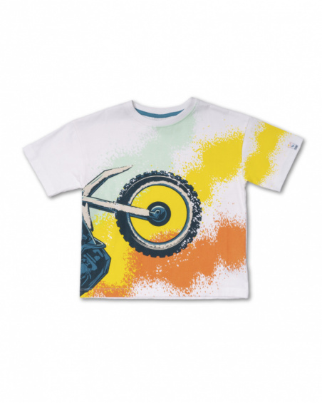 T-shirt moto tricot blanc pour garçon All Terrain