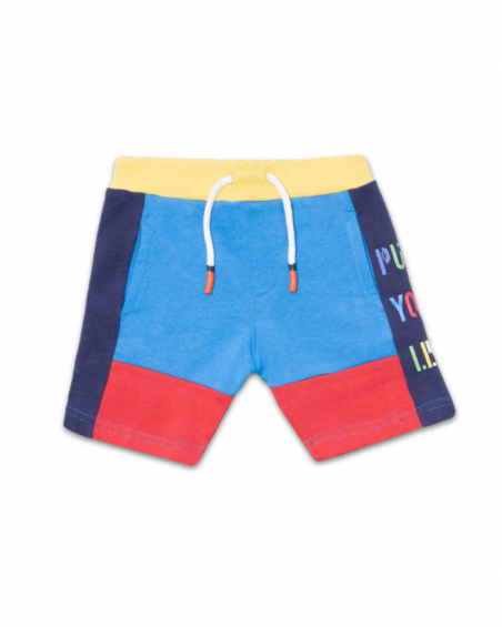 Bermuda en maille bleu rouge pour garçon Your game Bermuda en maille bleu rouge pour garçon Your game