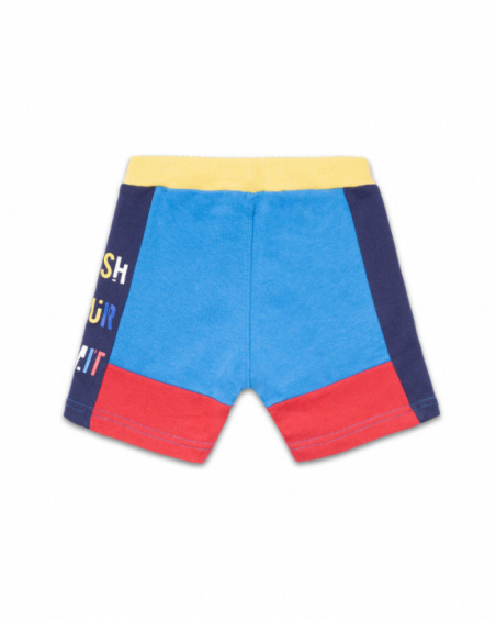 Bermuda en maille bleu rouge pour garçon Your game Bermuda en maille bleu rouge pour garçon Your game
