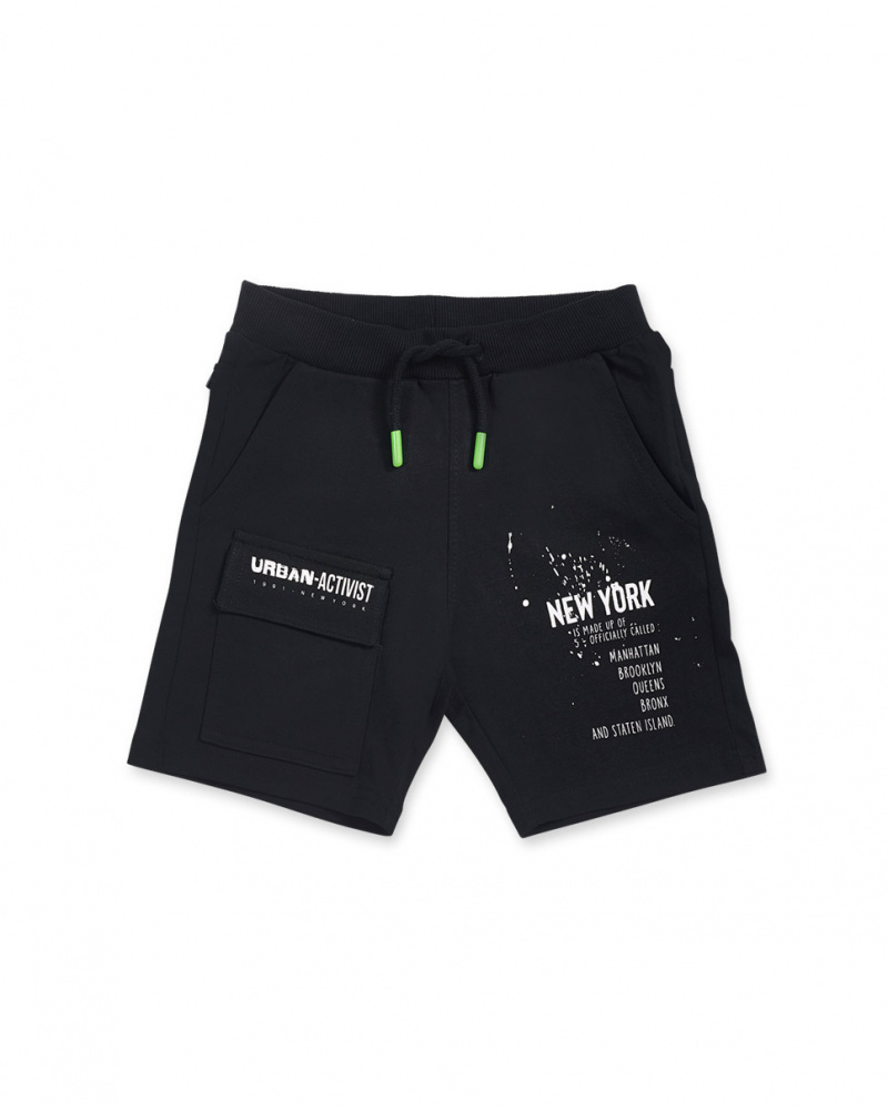 Bermuda en maille noire pour garçon Urban Activist
