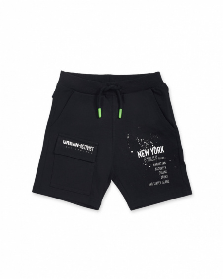 Bermuda en maille noire pour garçon Urban Activist Bermuda en maille noire pour garçon Urban Activist
