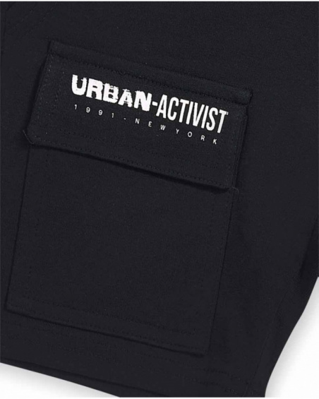 Bermuda en maille noire pour garçon Urban Activist Bermuda en maille noire pour garçon Urban Activist