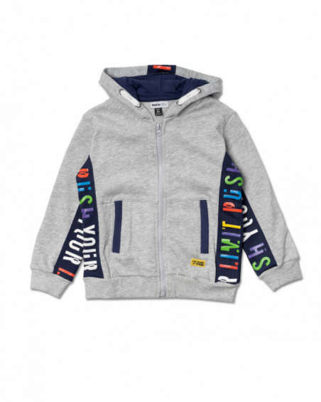 Sweat gris ouvert en maille pour garçon Votre jeu Sweat gris ouvert en maille pour garçon Votre jeu